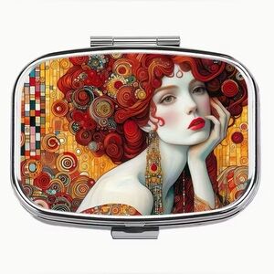 Modern Art MCM Inspired Pill Organizer 2-Compartment Compact Pill Case New